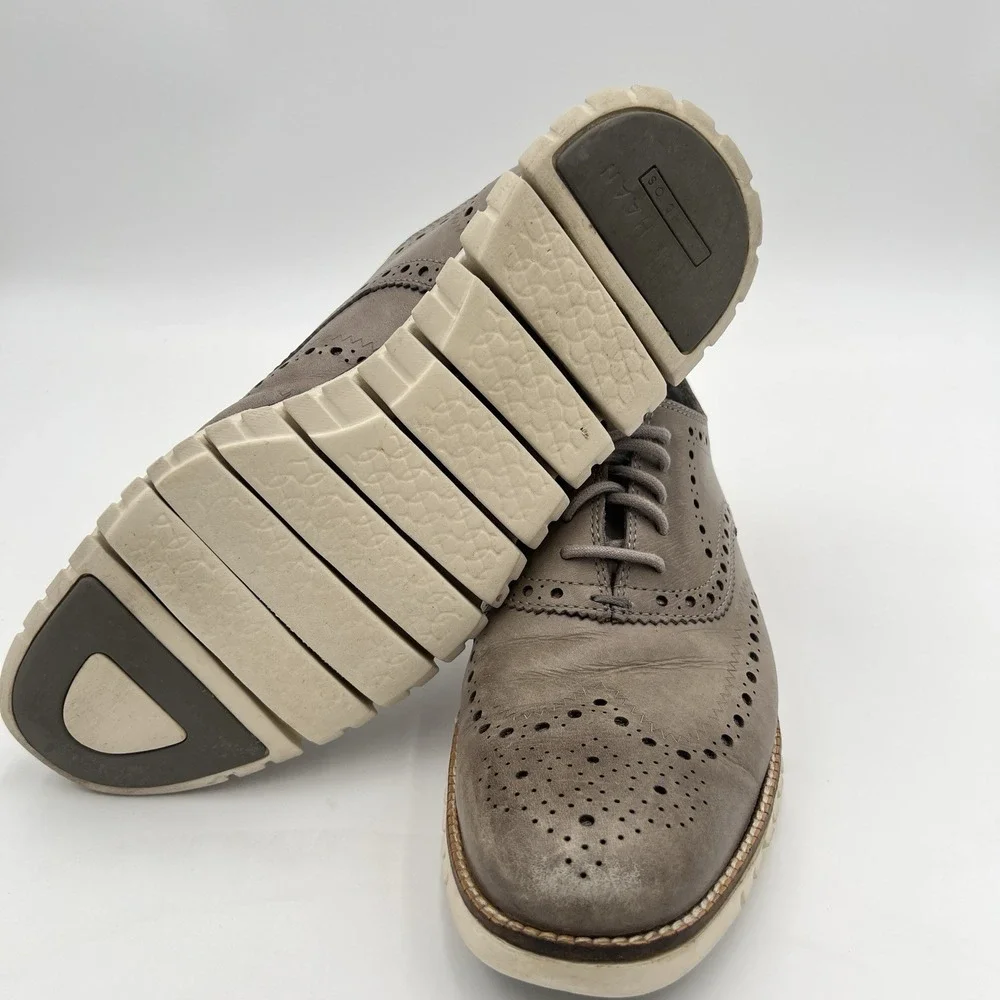 Cole Haan ZeroGrand Wingtip Oxford Shoes Men's 8.5 Taupe Brown Leather